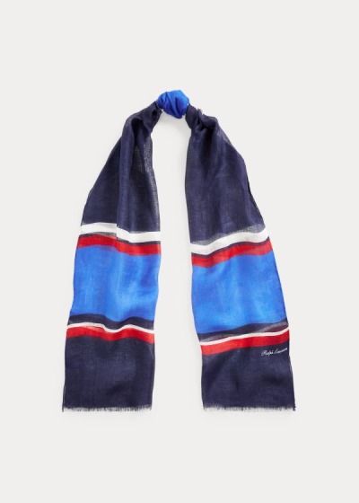 Men's Ralph Lauren Striped Linen Scarf | 059742LKY